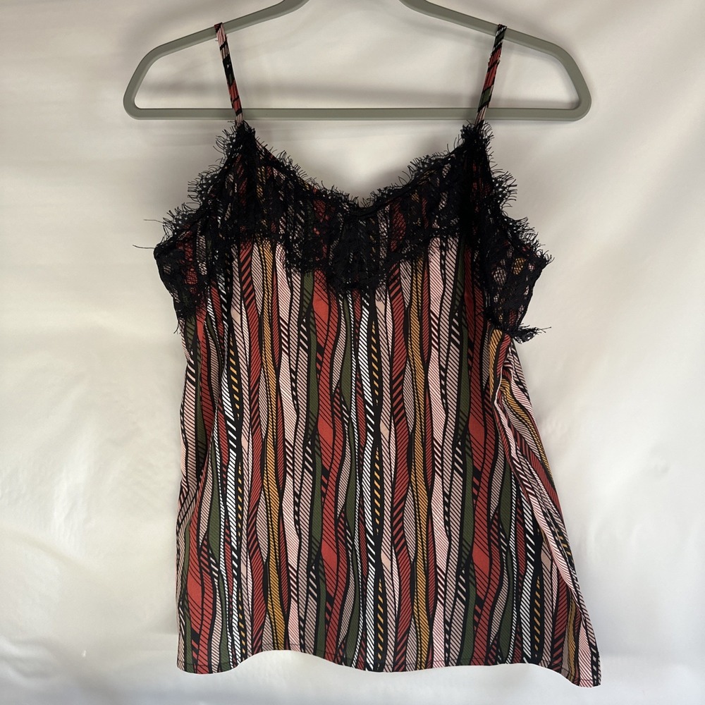 Willow Root TOP Women (Small) Multicolor TANK Adjustable Strap BLACK LACE Light